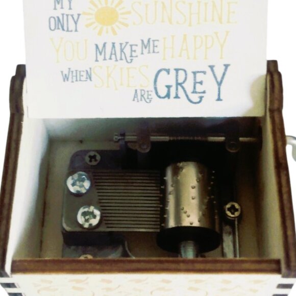 "You Are My Sunshine" Hand Cranked Wooden Music Box - Picture 4 of 11